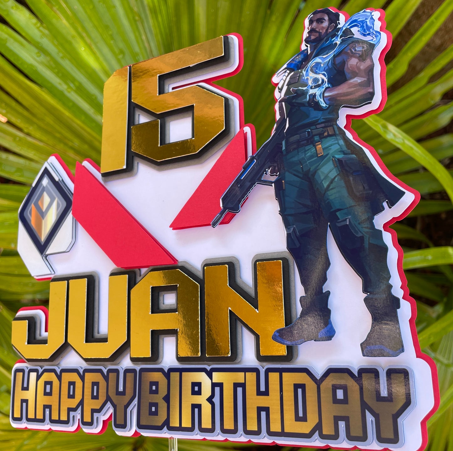 Valorant Cake Topper, Gamer, Video Game Birthday Cake Topper, Game Lover Gaming Birthday Party, Level Up Birthday Party Decorations