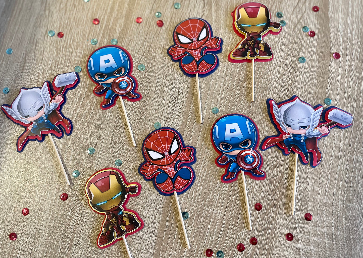 Avengers Cake topper, Iron Man cake topper birthday, Spiderman topper, Thor cake topper, hulk Cake topper, captain america cake topper