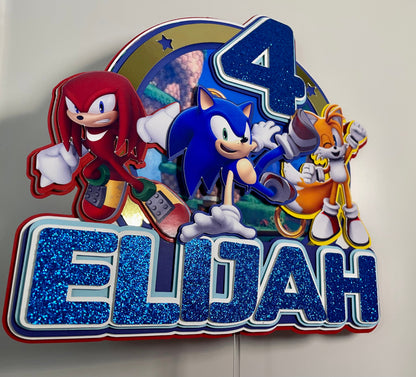 Sonic The Hedgehog Cake Topper, Sonic Theme Party, Birthday Cake Topper, 3D Cake Topper, Boy Cake Topper, Sonic Party Idea, Cake Topper