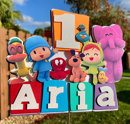 Pocoyo cake topper/ Pocoyo party decorations/Pocoyo first birthday party decorations / pato, Elly, Nina, Loula, Fred, Caterpillar, bird