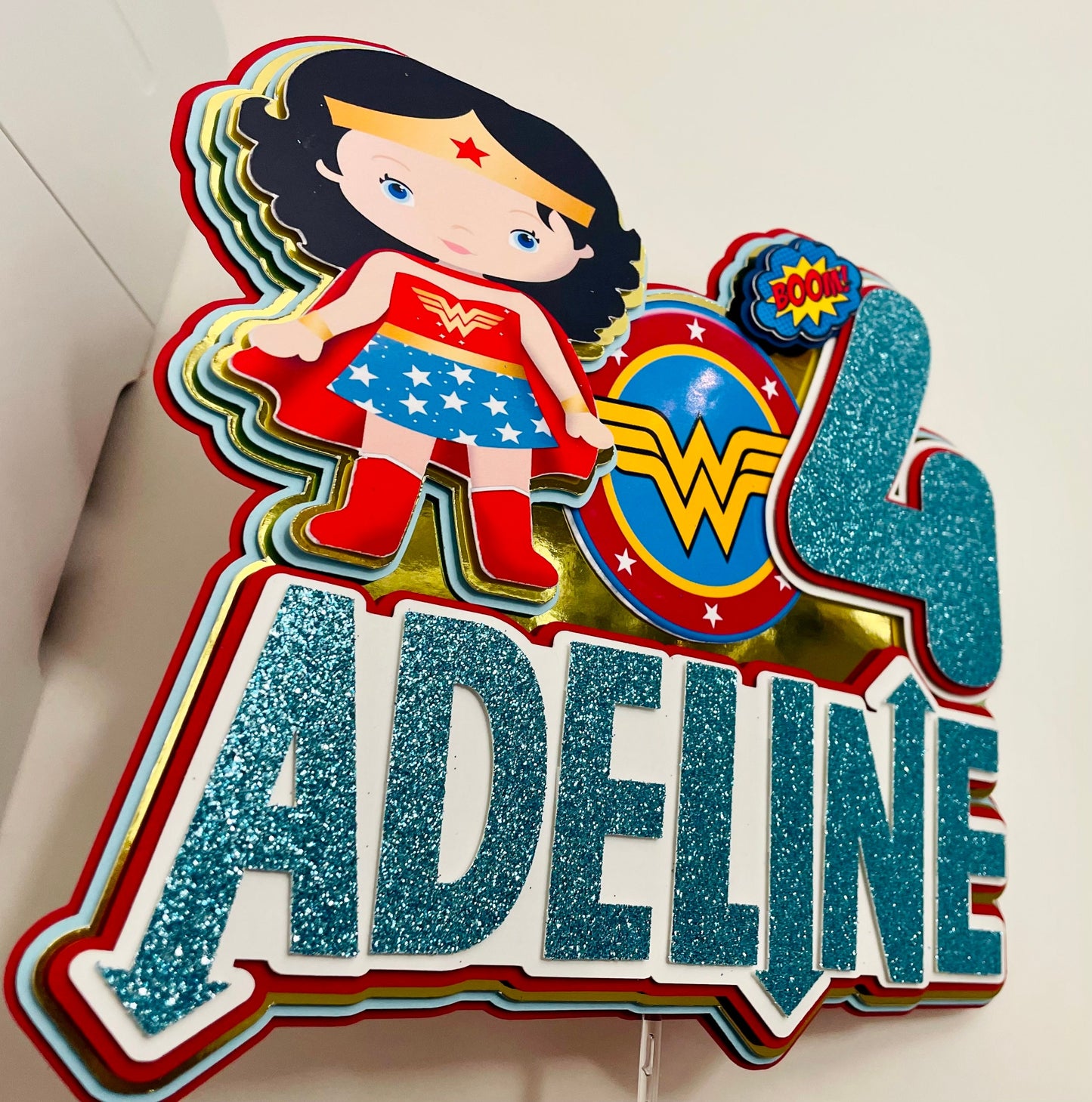 Wonder Woman, Glitter Cake Topper, Girl Super Hero, Super Hero Cake Topper Personalized, DC comics justice league