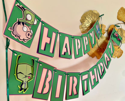 Invader Zim Cake Topper,  Invader Zim  Party Birthday, Banner Invader Zim, GIR, Almighty Tallest